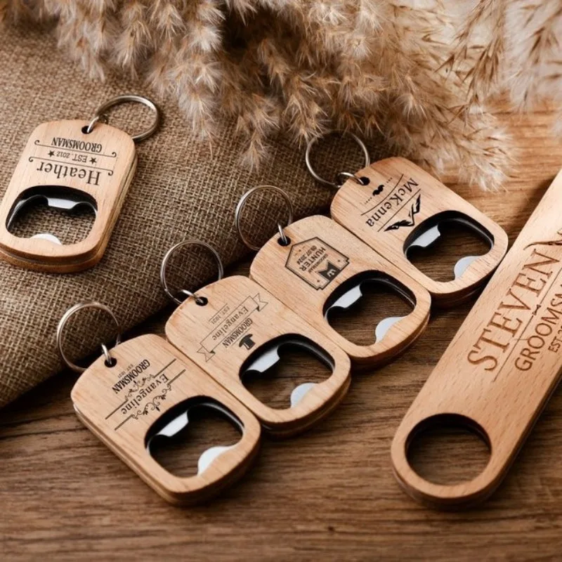 Bottle Opener Keyring - Aangepaste naam bier flesopener houten sleutelhanger