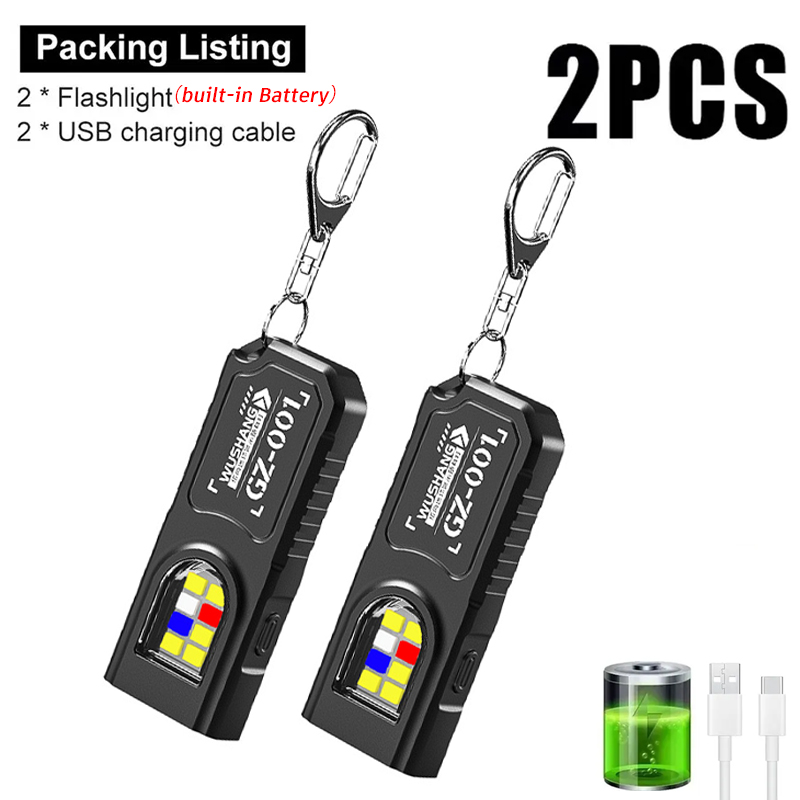 Keychain Flashlight - Multifunctionele sleutelhangerzaklamp USB oplaadbare mini-zaklamp met