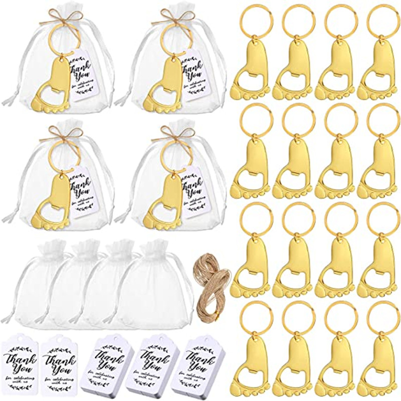 Bottle Opener Keyring - 50-delige baby voetafdruk sleutelhanger flesopener babyshower