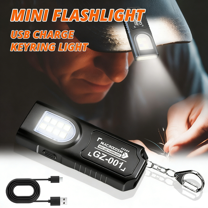 Keychain Flashlight - LED-sleutelhangerzaklamp Type C Oplaadbaar 550LM Draagbare