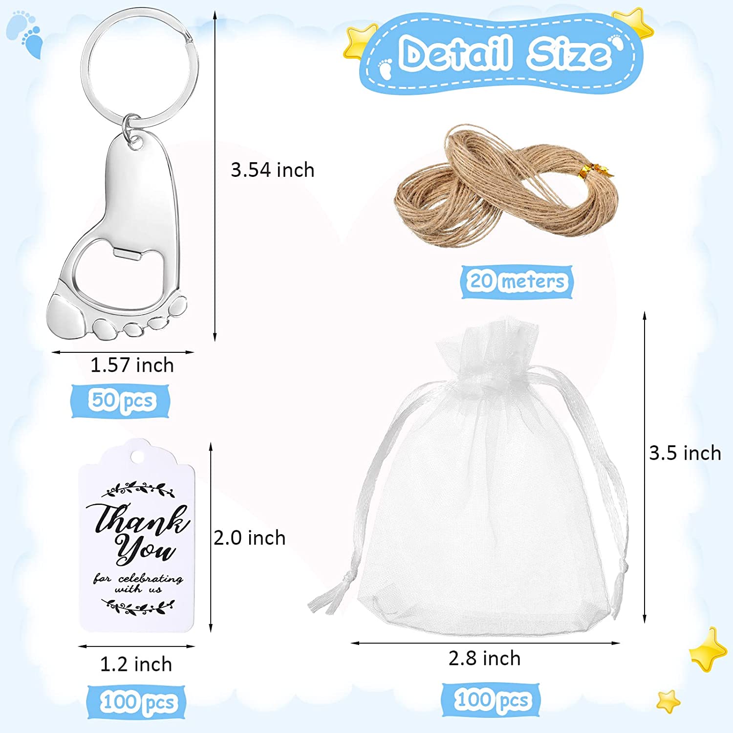 50-delige baby voetafdruk sleu - Bottle Opener Keyring recensie en prijs